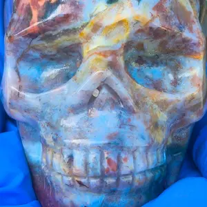 High Quality Ocean Jasper Skull Decorative Piece for Home Decor