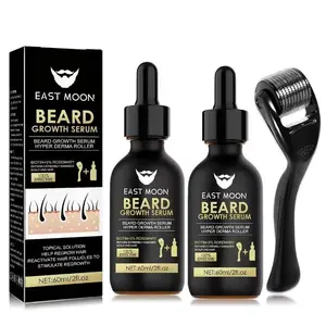Beard Growth Serum&Beard Massage Derma Roller, Beard Care Nutritional Oil, Making Beards Thicker and More Shiny, Men's Daily Beard Care Products and Tools