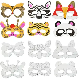 SQ-HDJ008 24 PCS Color Your Own Paper Masks, DIY Masks Craft Art Kits for Kids, Birthday Party Favors, School Coloring Activities