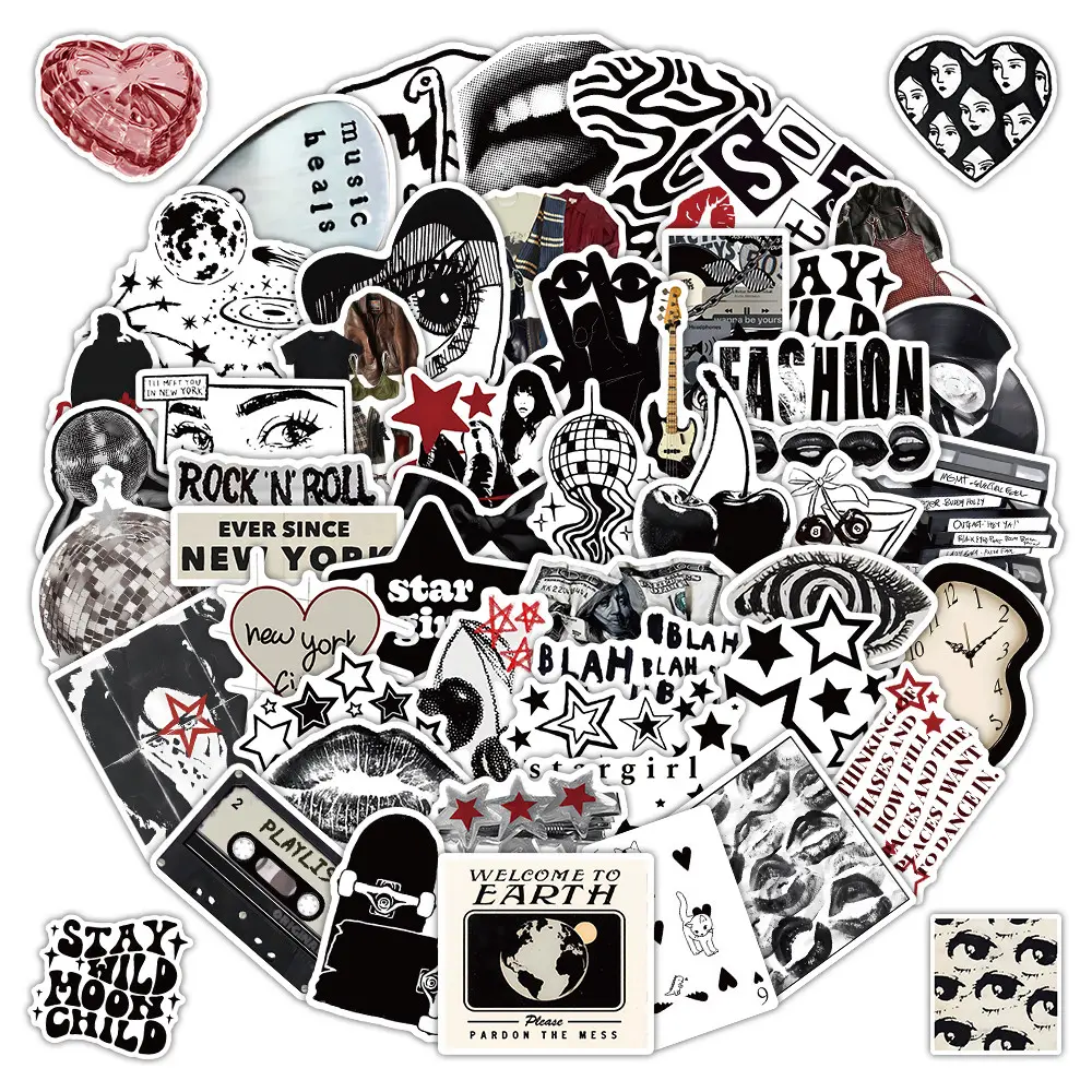 Y2k Vintage Sticker Pack (52 Pcs) - Retro 2000s Decorative Stickers for Water Bottles, Scrapbooks & DIY Crafts