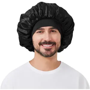 Bonnet for Men, Satin Silk Bonnet for Sleeping with Wide Band