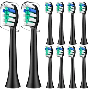 Heads Replacement Compatible with Rtauys S5 Sonic, 10 Count, Black Brush Whitening