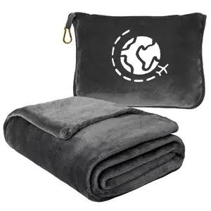 Travel Blanket and Pillow Compact, Premium Soft 2 in 1 Airplane Blanket, Soft Bag Pillowcase, Hand Luggage Sleeve, Backpack Clip