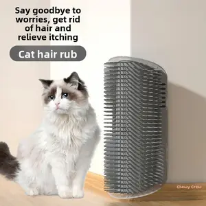 Chewy Crew Self Grooming Cat Brush for Wall Corner - Satisfies Natural Instincts & Reduces Scratching - Keeps Cat Entertained & Sofa Safe safe toy