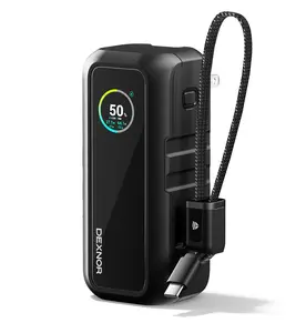 Dexnor 3-in-1 Power Bank, 15,000mAh Battery Pack with 65W Output, Foldable AC Plug, Built-in USB Handle Cable, Support PD3.0 and PPS Fast Charging, Sleek Portable Charger for iPhone, Samsung, etc.