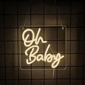Oh Baby- Neon Sign for Backdrop Wall Decor, Boy and Girl Baby Shower Decorations  Light up Sign for Party Decor, Warm White,