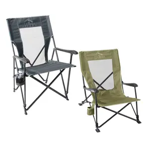Easy Comfort Camp Chair, Reclining Camp Chair with Carry Bag - Low & Max Sizes, Heavy-Duty Steel Frame, Fast Setup