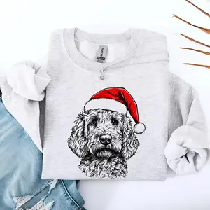 Youth and Adult Goldendoodle, Santa, Dog, Christmas, Dog Lover, Pet Sweatshirt, Crewneck, Sweater, Cute, Xmas, Adorable, funny shirt, Trending tee, youth clothing, gift for son and daughter, Family outfit, christmas shirt
