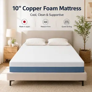 10 Inch Queen Mattress, Sterilizing & Breathable Design with Premium High-Resilience Support, Non-Toxic Eco-Friendly Fabric, Elegant Look to Enhance Bedroom Aesthetics, Made in Japan
