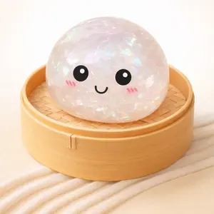 Smiling face emoji Big Dumpling Squishy - Mystery Bun Fidget Toy, Soft TPR Material, Stress Relief, Decompression Squeeze, Unboxing Surprise, Random Style per Pack, Kawaii Squishies.Valentine's Day and Easter gifts, suitable for children to exchange gifts