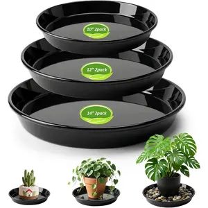 6PCS Plant Trays for Pots - 10 12 14 Inch Plant Saucer Round Plastic Plant Water Catcher Tray for Indoor Outdoor Garden Plants