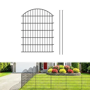 Metal Garden Fence 40 inch H x 28 inch W (5 Panels, Total Length 11.6 ft) No Need Dig Outdoor Rustproof Animal Barrier Fencing Border Fence for Dog, Patio,Yard, Landscape, Flower Bed