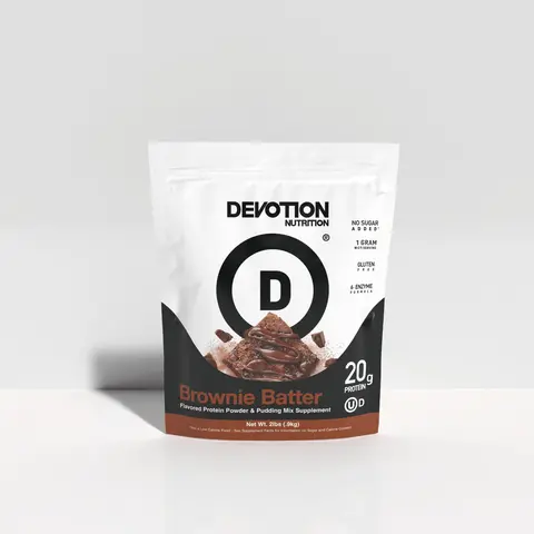Devotion Nutrition Protein Powder Brownie Batter – 20g Whey Isolate & Casein Protein Blend – No Added Sugar, Low Carb, Gluten-Free, Keto-Friendly, 1g MCT, Kosher – 2lb Pouch