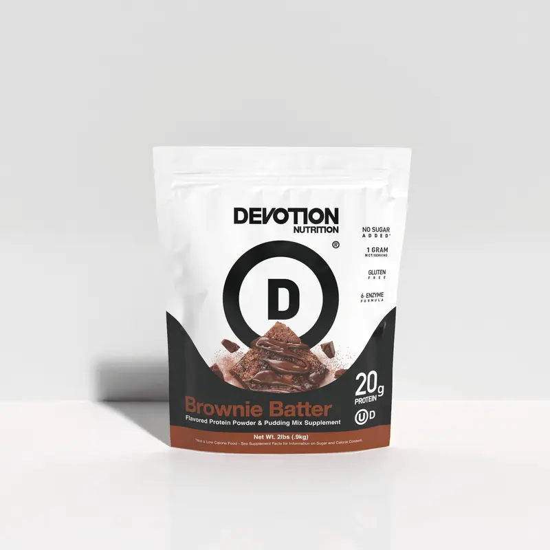 Devotion Nutrition Protein Powder Brownie Batter – 20g Whey Isolate & Casein Protein Blend – No Added Sugar, Low Carb, Gluten-Free, Keto-Friendly, 1g MCT, Kosher – 2lb Pouch