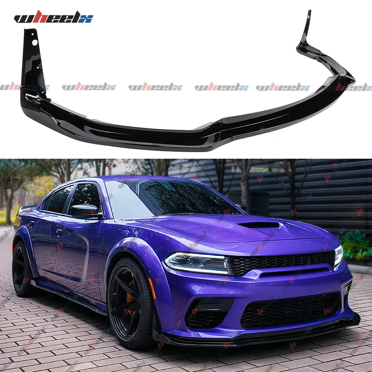 2020-2023 Dodge Charger SRT Widebody Front Bumper Lip| H-Style Splitter Spoiler Gloss Black ABS| Widebody Exclusive Body Kit| Direct Fit Muscle Upgrade
