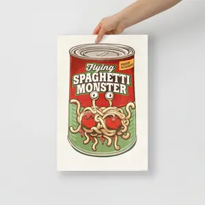 Flying Spaghetti Monster Poster | FSM Art Print | Pastafarian Wall Decor