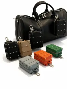 New Box Bag Pendant Keychain Zipper Accessory, Durable Leather Square Clip, Fashionable Style, Perfect for Daily Use