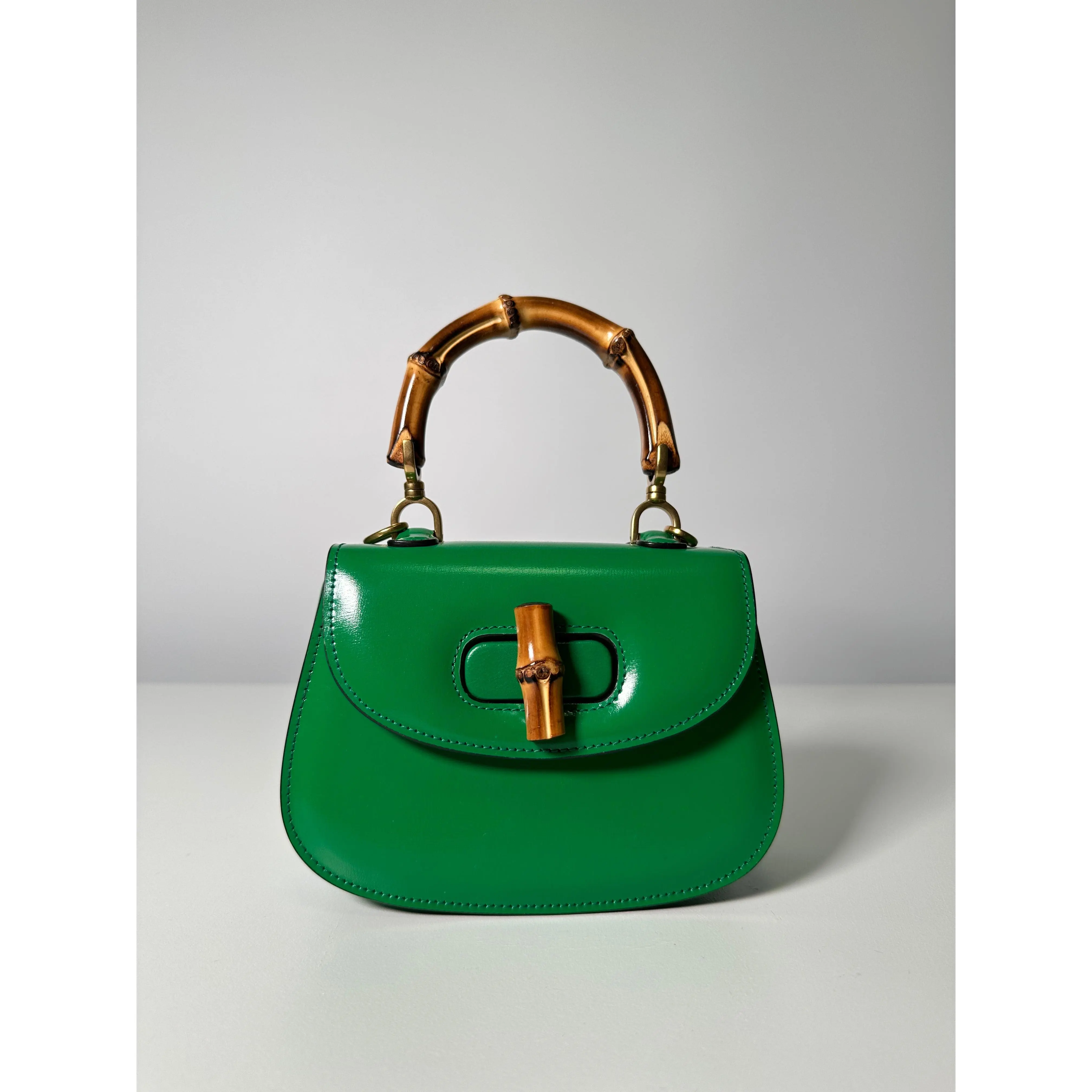Pre-owned leather Mini Bags Gucci Bamboo 1947 Small Green Top Handle Bag