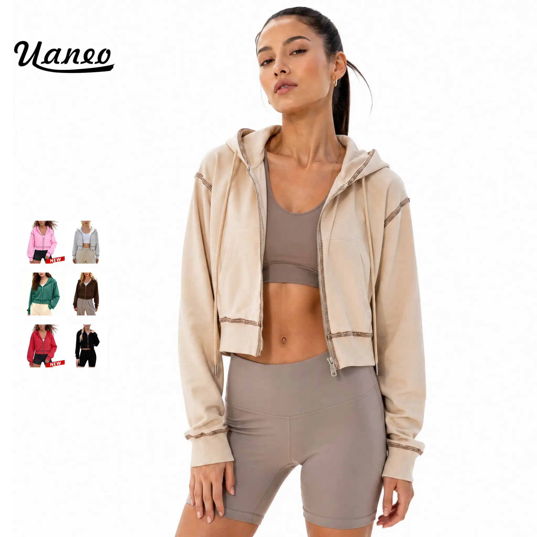UANEO Women's Hoodies for Women Sweatshirt Zip Up Hoodie Long Sleeve Cropped Jackets Fall Winter Clothing Outfits