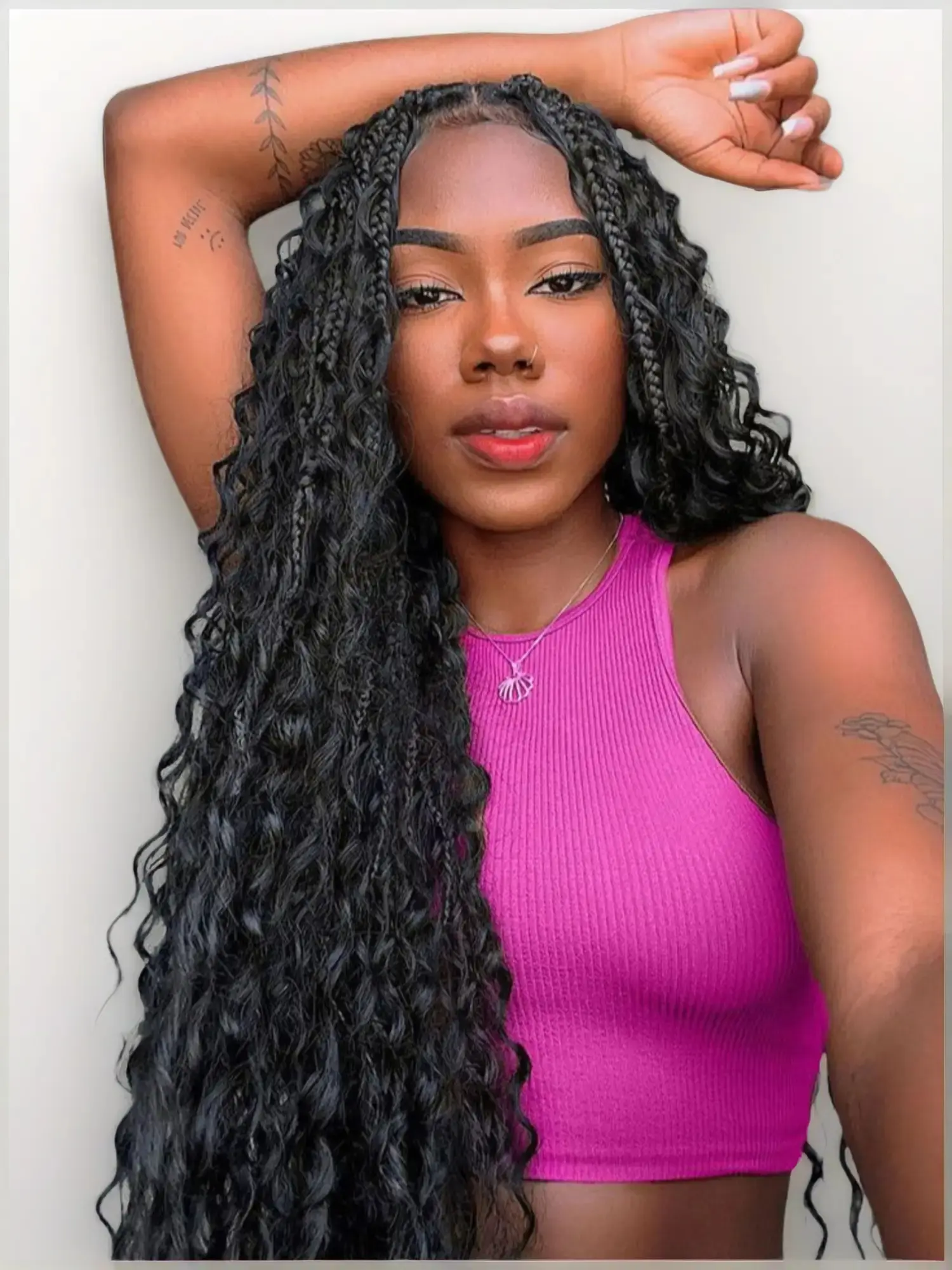 32 Inch Long Braided Wigs for Women, Gorgeous Fluffy Wigs with Baby Hair, Synthetic Braided Lace Wigs for Party, Daily Use, Synthetic Curly Wigs, Synthetic Material Wigs