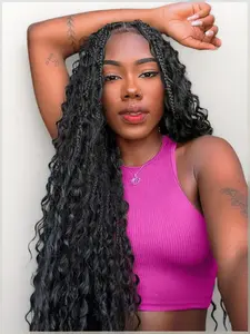 32 Inch Long Braided Wigs for Women, Gorgeous Fluffy Wigs with Baby Hair, Synthetic Braided Lace Wigs for Party, Daily Use, Synthetic Curly Wigs