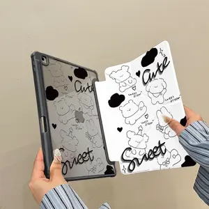CUTE DOG iPad Case with Pencil Holder, Y+3 Fold Stand, Auto Sleep/Wake, Slim Lightweight Shockproof Cover for iPad 7/8/9/10th Gen, Air 2/3/4/5/6/7, Pro 9.7/10.5/11/12.9 inch, Soft Anti-Scratch Tablet Case