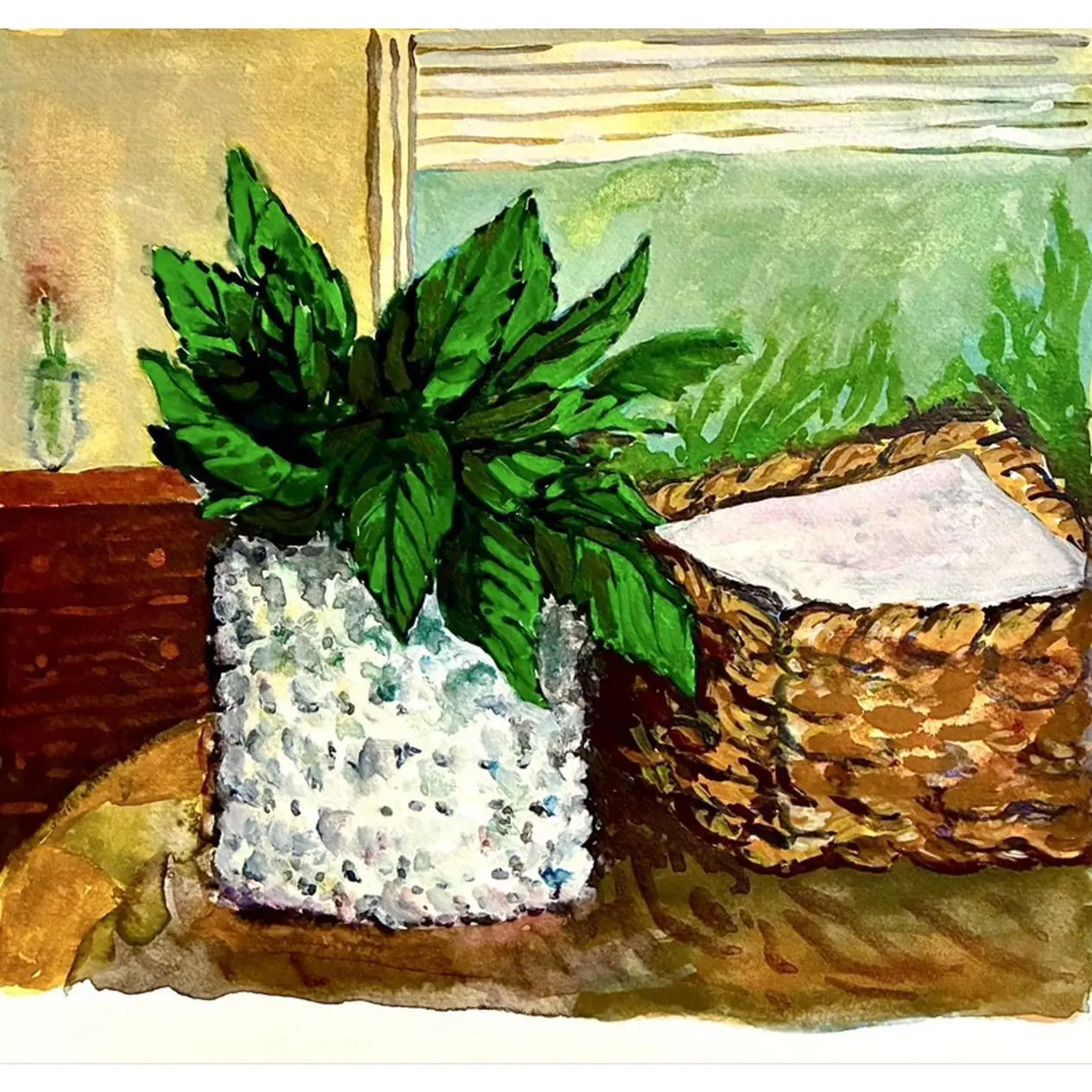 Archival Print of Watercolor -Basil - 12”x12” Decorative Artwork for Home Decor