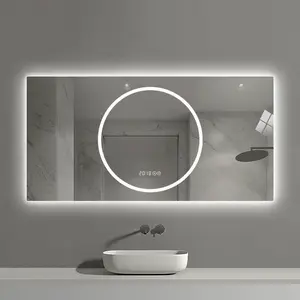 48" x 24" Lighted Mirror for Bathroom Wall with Led Lights, 3-Colors and 6 level Dimmable, Tempered Glass