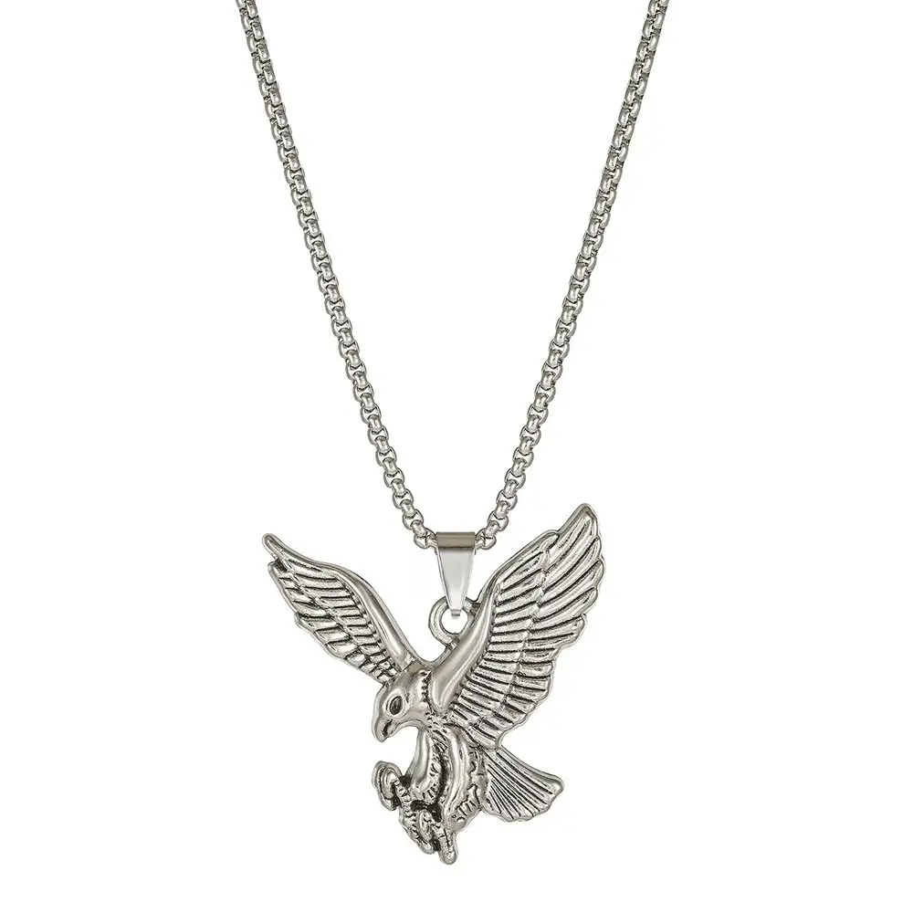 Vintage Eagle Pendant Titanium Steel Necklace for Men & Women, 60cm Anti-Tarnish Statement Chain Jewelry for Hip Hop & Biker Style, Statement Style, Titanium Steel Necklaces, Chains, Emblem Necklaces