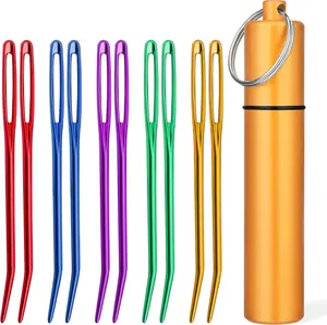 10Pcs Yarn Needles, Darning Tapestry Needles, Large Eye Weaving Needle, Yarn Needle for Crocheting with Aluminum Storage Knitting Crochet Accessories