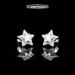 Sterling Silver Star-Shaped Earring Studs - Unisex Fashion Earrings for Adults, VVS1 Clarity, D Color, Jewelry Box Packed, Ideal Birthday Gift