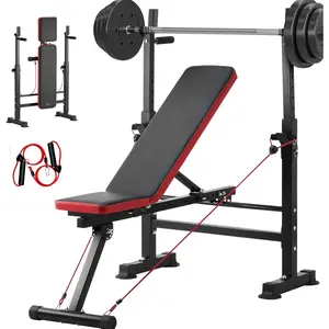 VEVOR 6-in-1 Weight Bench Set, 600lbs Adjustable Workout Bench Press, Exercise Sit up Bench for Home Gym Strength Training, Quick Folding Incline Decline Flat Bench