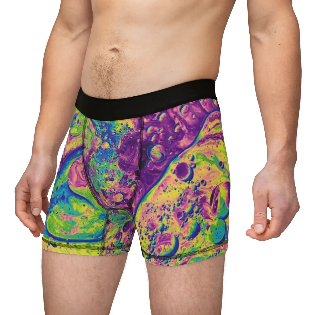 Psychedelic neon rainbow fluid marble paint liquid texture  Men's Boxers (AOP)