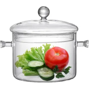 50 FL OZ Glass Saucepan Simmer Pot for Stove Potpourri Clear Pots with Lid for Cooking Borosilicate Glass Cookware for Pasta Noodle Soup Milk Baby Food(clear)