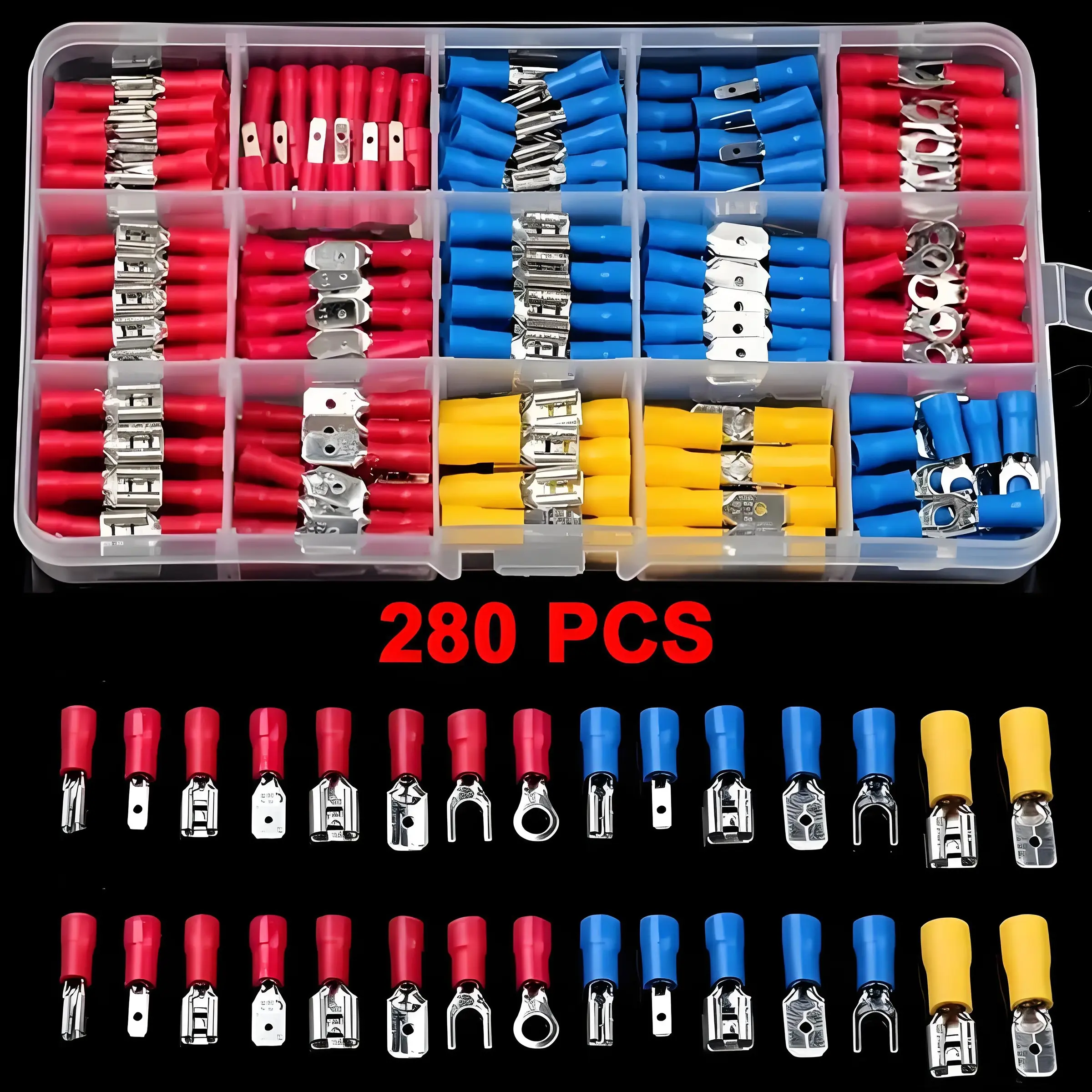 Insulated Wire Electrical Durable Reliable Connectors, Crimp-Butt, Ring, Spade & Terminals Cable Lugs Assortment Kit, Terminal Plug Kit, Home Improvement & Home Accessories