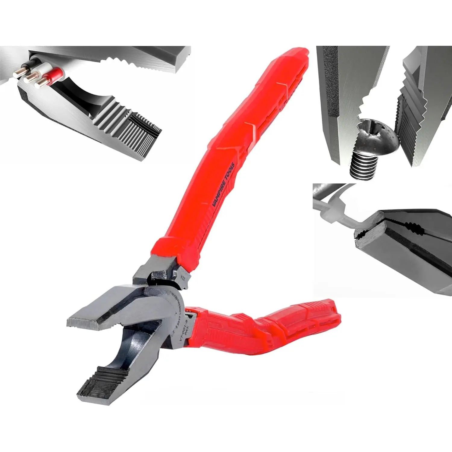 9" Side  Linemans Pliers with Crimper.  . Heavy Duty High Leverage Design Screw Extractor Jaws