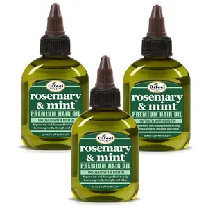 Difeel Rosemary and Mint Premium Hair Oil with Biotin 2.5 oz. (Pack of 3) - Natural Rosemary Oil for Hair Growth & Biotin