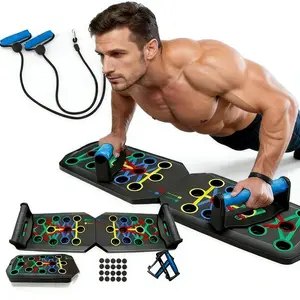 5-in-1 Push Up Board Training Set, Portable Home Gym Equipment for Chest & Full-Body Strength Training, Foldable Pushup Board with Resistance Bands for Men & Women Fitness Enthusiasts