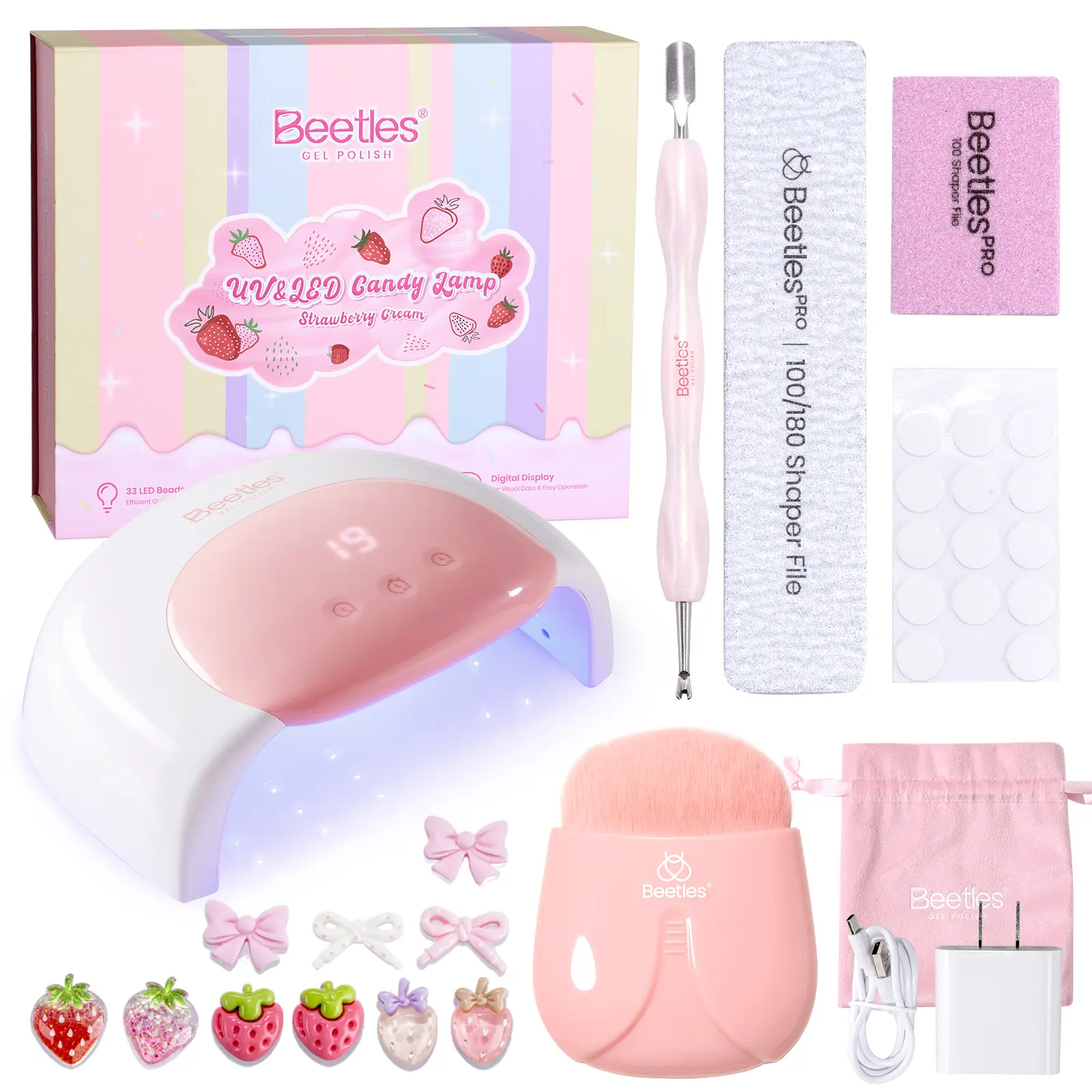 Beetles UV Nail Lamp Kit - LED Nail Lamp with 3 Timer 30/60/120s UV Light for Gel Nails Smart Sensor Nails Dryer for Fast Curing  DIY Salon Manicure Art Tools, Mother's Day gift Spring Nail Taste of Spring Summer Nail Vacation Nail