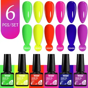 MTSSII 6pcs Fluorescent Neon Gel Nail Polish Set, Y2K Highly Saturated Neon Gel Polish, Semi Permanent Soak Off UV Gel LED Nail Varnish for Summer Nail Art
