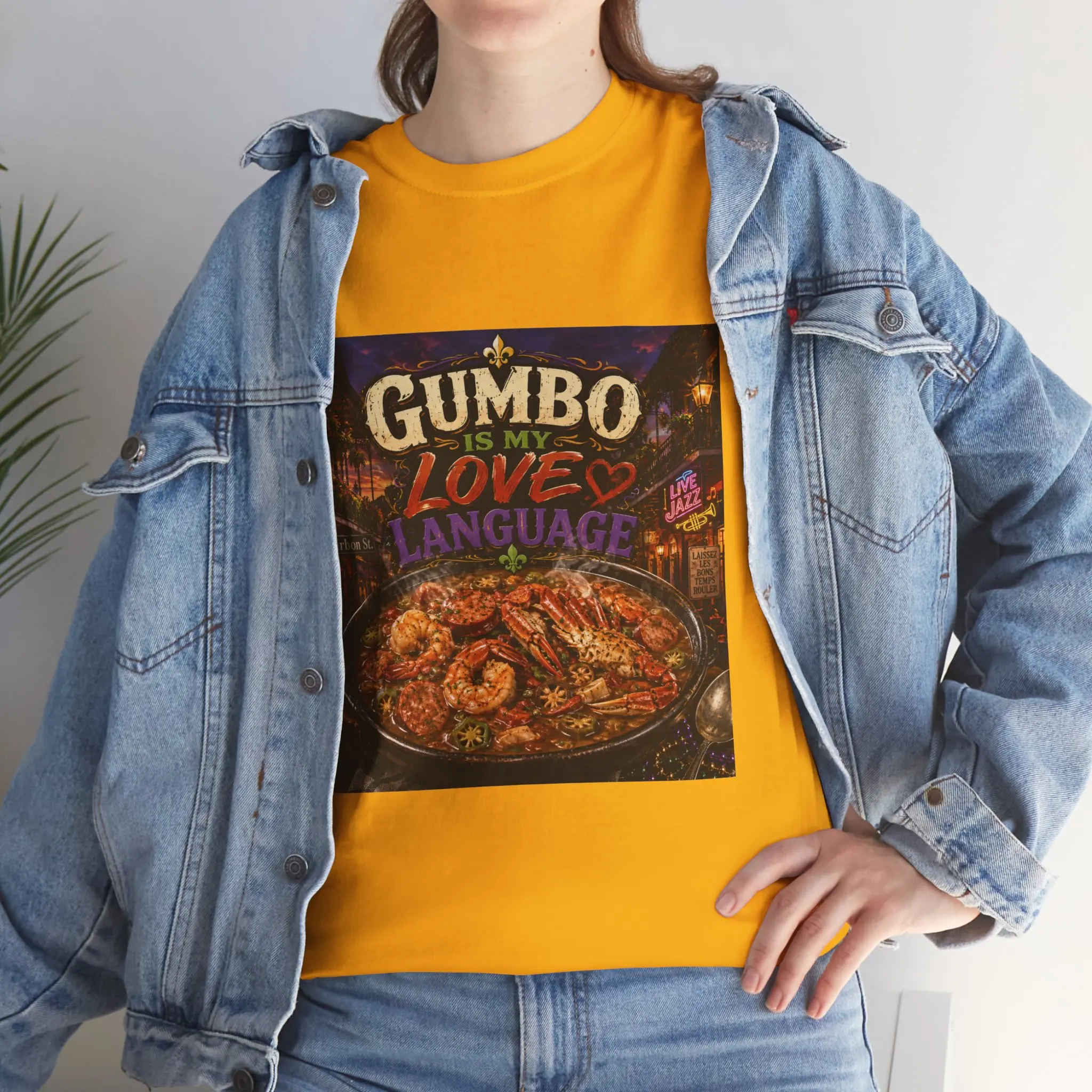 Women's Gumbo Is My Love Language Crewneck T-Shirt, Cajun Seafood Cooking Graphic, Cotton Women's Top