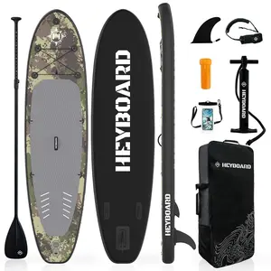 10'6" x 32" HEYBOARD Camouflage Inflatable SUP Board - Stable Beginner Friendly Stand Up Paddle Board with Complete Kit