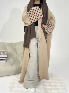 Women's Traditional Arabic Long Robe, Modesty Abaya, Hand Embroidered Leaf Design, Casual Party Wear, Fashionable Leisure