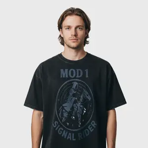 Signal Rider (Indigo Drift) | MOD 1 Snow Washed Oversized Cotton T-Shirt Mold
