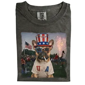 French Bulldog Patriotic Dog Tshirt, Vintage 90s Funny 4th of July Tee, American Flag Puppy Graphic, Unisex Fit Design, Gift for Dog Lovers