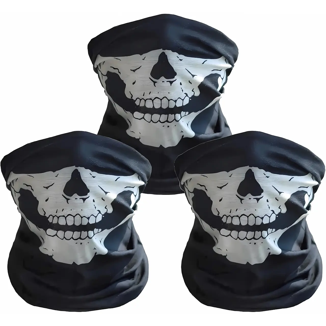 3Pack Seamless Skeleton Skull Balaclava Mask Ghost Face Motorcycle Gator Mask for Men Women Outdoor Sports Black White Design wind protection Multi-Purpose Lightweight