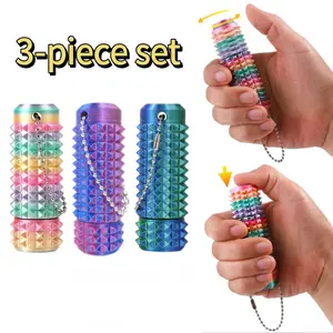 3PCS Spiky Sensory Fidget Toy,3D Printed Textured Keychain, Portable Stress Relief Pendant for Kids, Easter Gift