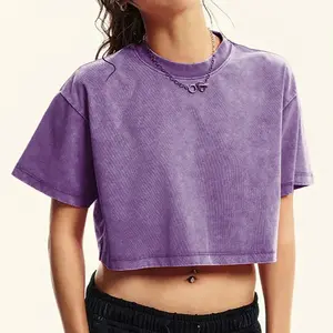 Solid Slim Washed Crop T-Shirt | Soft Cotton Streetwear Essential | Casual Retro Sporty Style for Women