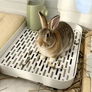 Grid Design Guinea Pig Litter Box, Rabbit Training Cage Toilet with Removable Tray, Hygienic Potty for Hamsters, Ferrets & Bunnies, Easy to Clean