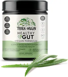 Terra Origin Healthy Gut Powder Vegan Formula | with L Glutamine, DGL Licorice Root Powder, MSM | Bloating and Leaky Gut | Gut Health For Women and Men | 30- Servings